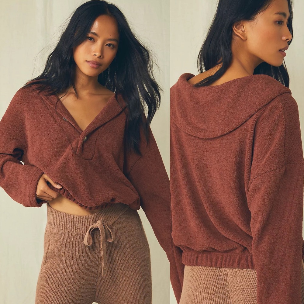 Free People‎ Beach Bino Pullover Sweater Chocolate Brown Womens Size XS Bohemian